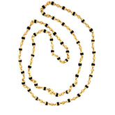 22K Gold Dark Bead Tulsi Mala 24 Inch